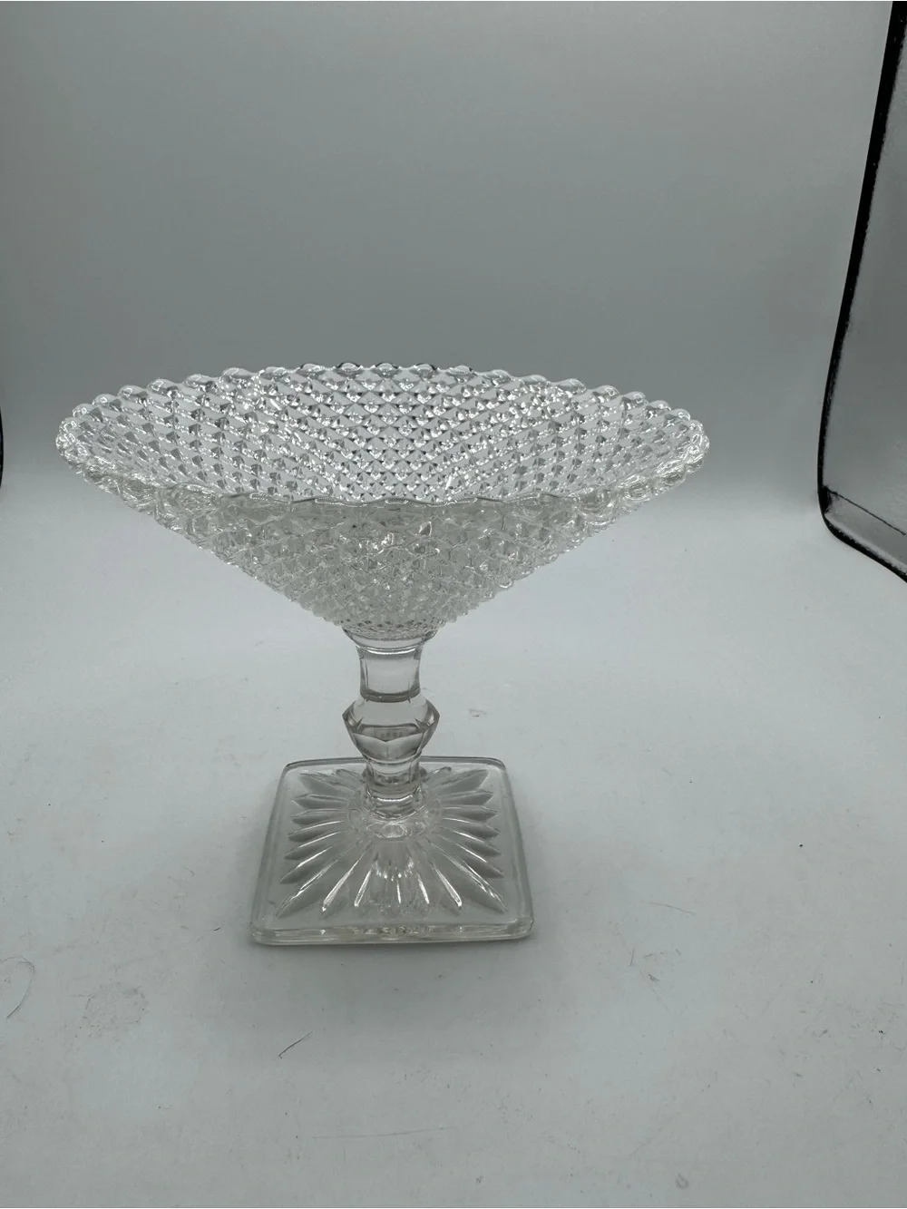 Anchor Hocking Miss America Clear Depression Glass Compote Candy Dish Vintage